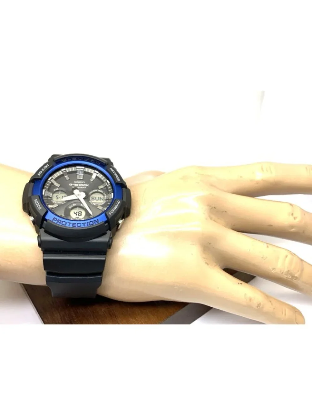 Casio Mens Watch G-Shock GAS100 Black Blue Resin Analog Digital Tough Solar 5445
